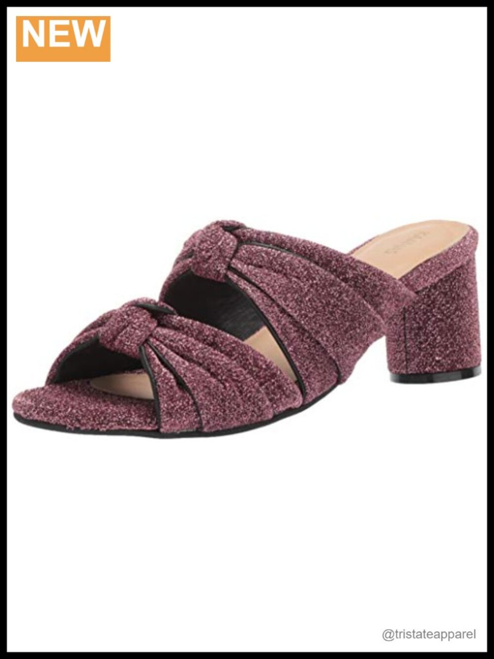 Knotted Open Toe Slide Chunky Heel Pump with Memory Foam and Mesh
